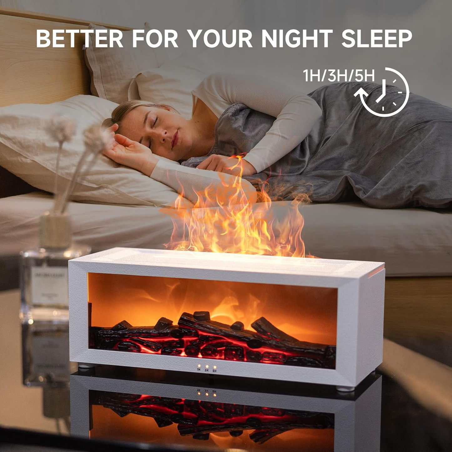 Flame Fireplace Diffuser, Vintage Fireplace Aromatherapy Diffuser Humidifier