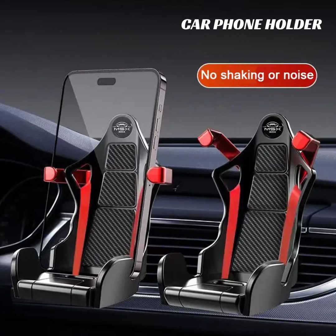 Shiny Carbon Fiber Racing Seat Swiveling Phone Car Holder Air Vent