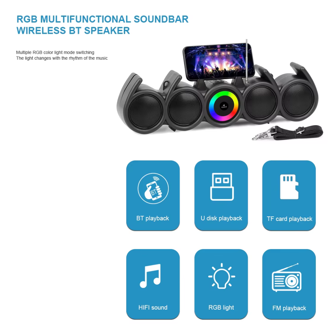 Kisonli Soundbar Bluetooth RGB Speaker With Dynamic RGB Lighting LED-918
