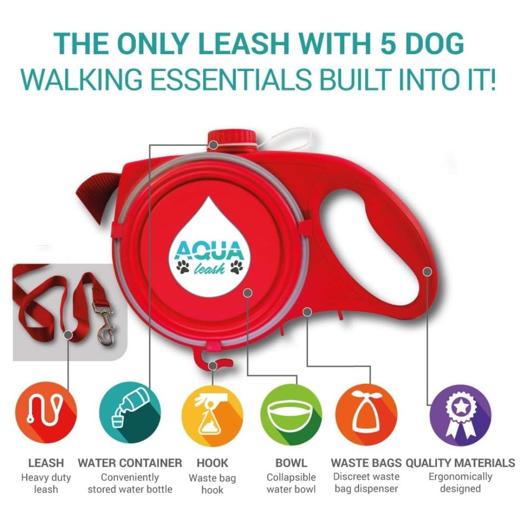 Aqua Leash, 5 In 1 Pet Essentials , Dog Walking Essentials All in one!