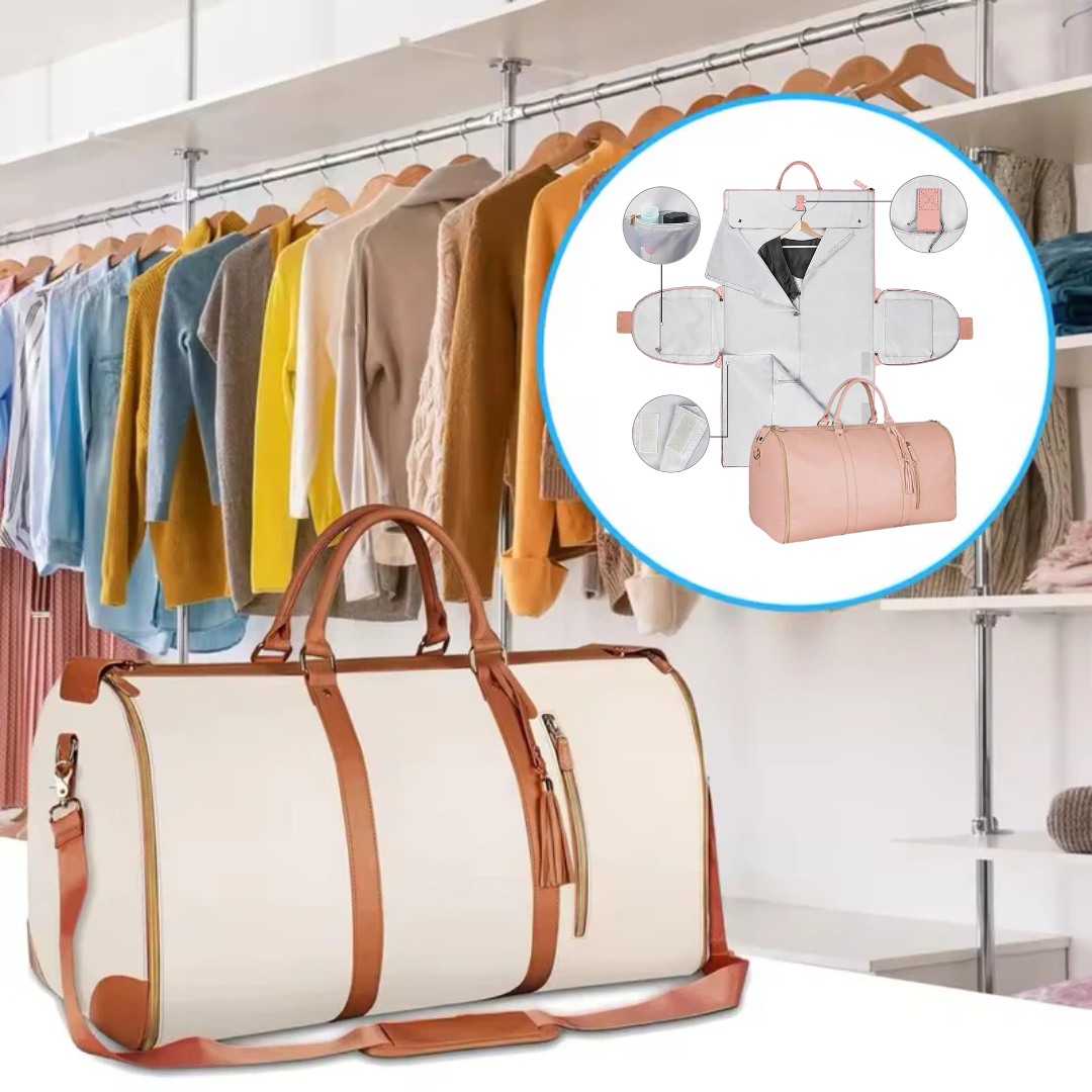 8 in 1 Travel Storage Bag, Leather Travel Duffel Bag with Shoulder Strap