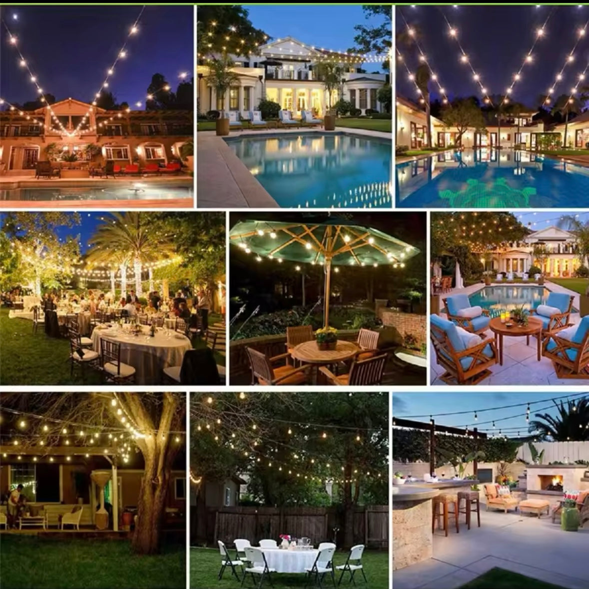 Outdoor String Lights with Bulbs