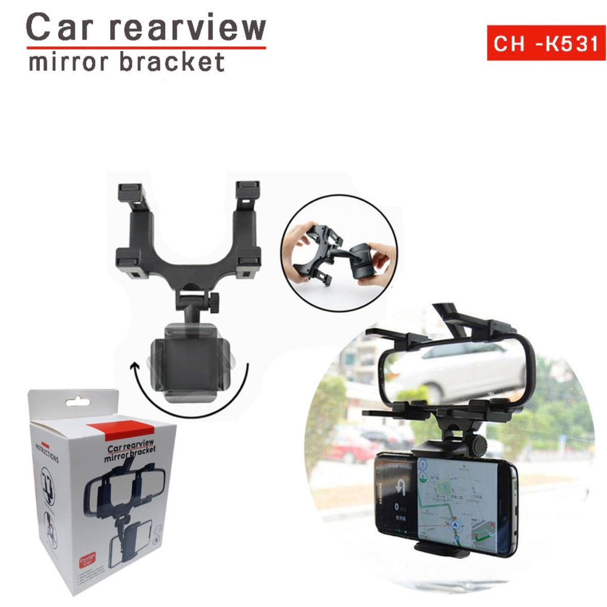 Car Rear View Mirror Mobile Phone Holder