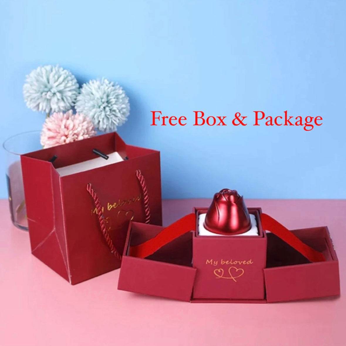 Necklace With Rose Box With Free Bag, I Love You In 100 Languages
