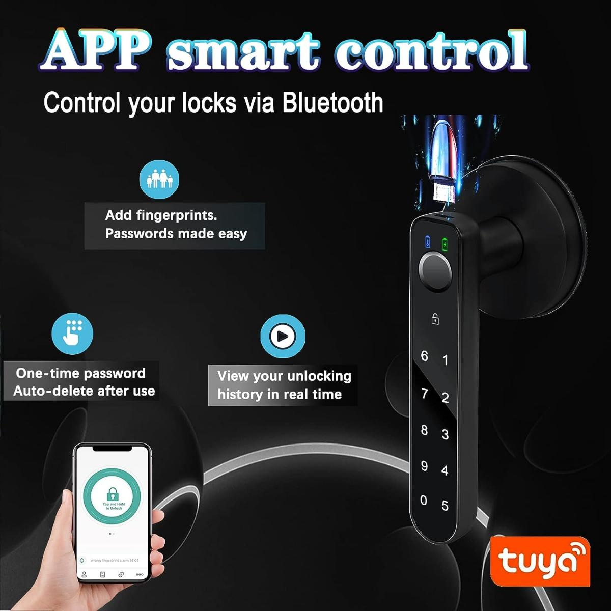 Fingerprint door lock, with password keyboard entry door handle