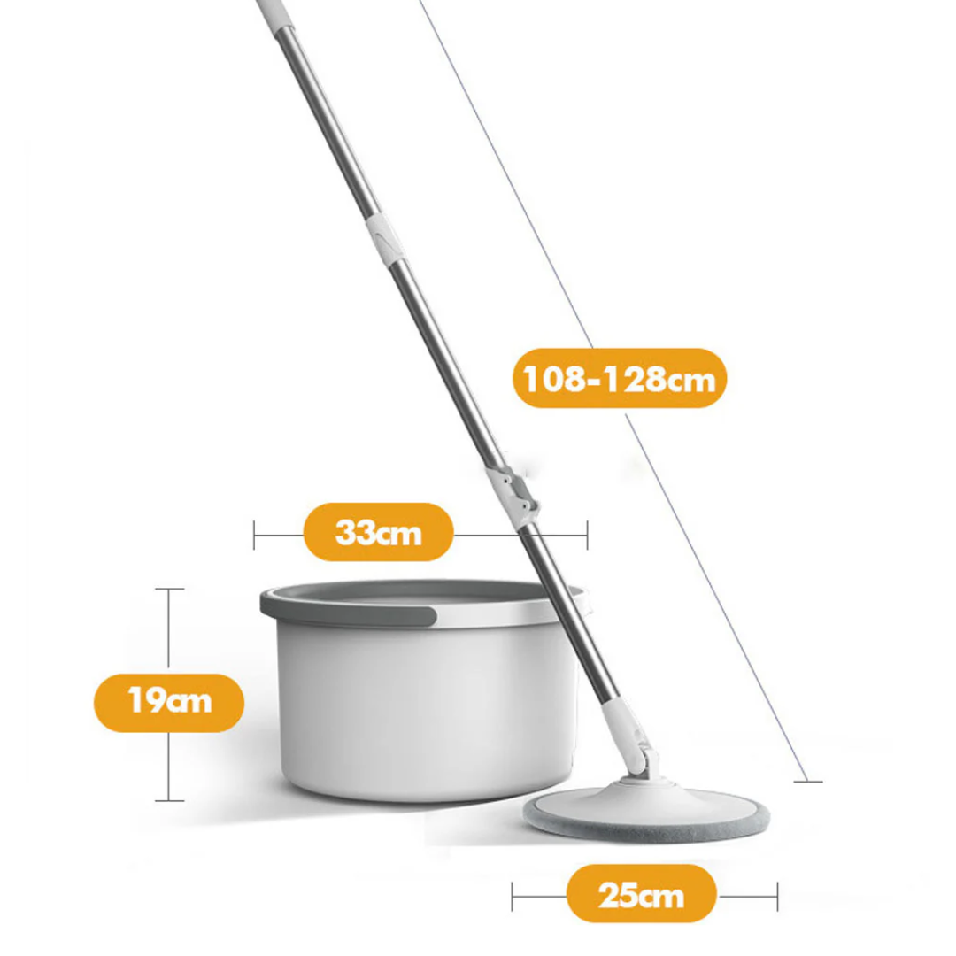 Microfiber Floor Mop and Bucket Set – 180° Rotating Mop Head with Round Bucket & Adjustable Handle