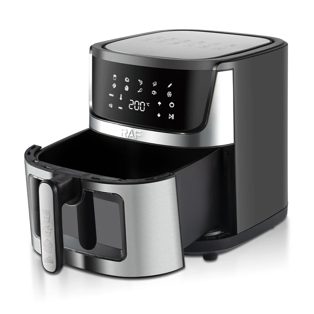 RAF Digital Air Fryer 9L – 1950W Power, 360° Hot Air Circulation, Touchscreen | Oil-Free Healthy Cooking, Stainless Steel R5395