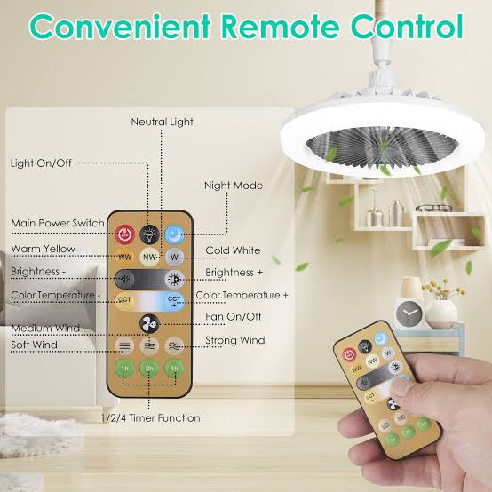 Socket Lamp Fan Light Cooler With Remote Control