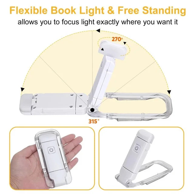 USB Rechargeable Book Light With 3 Levels & Colors