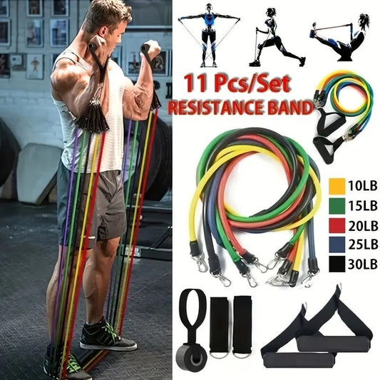 11Pcs Resistance Bands Set Elastic Tube