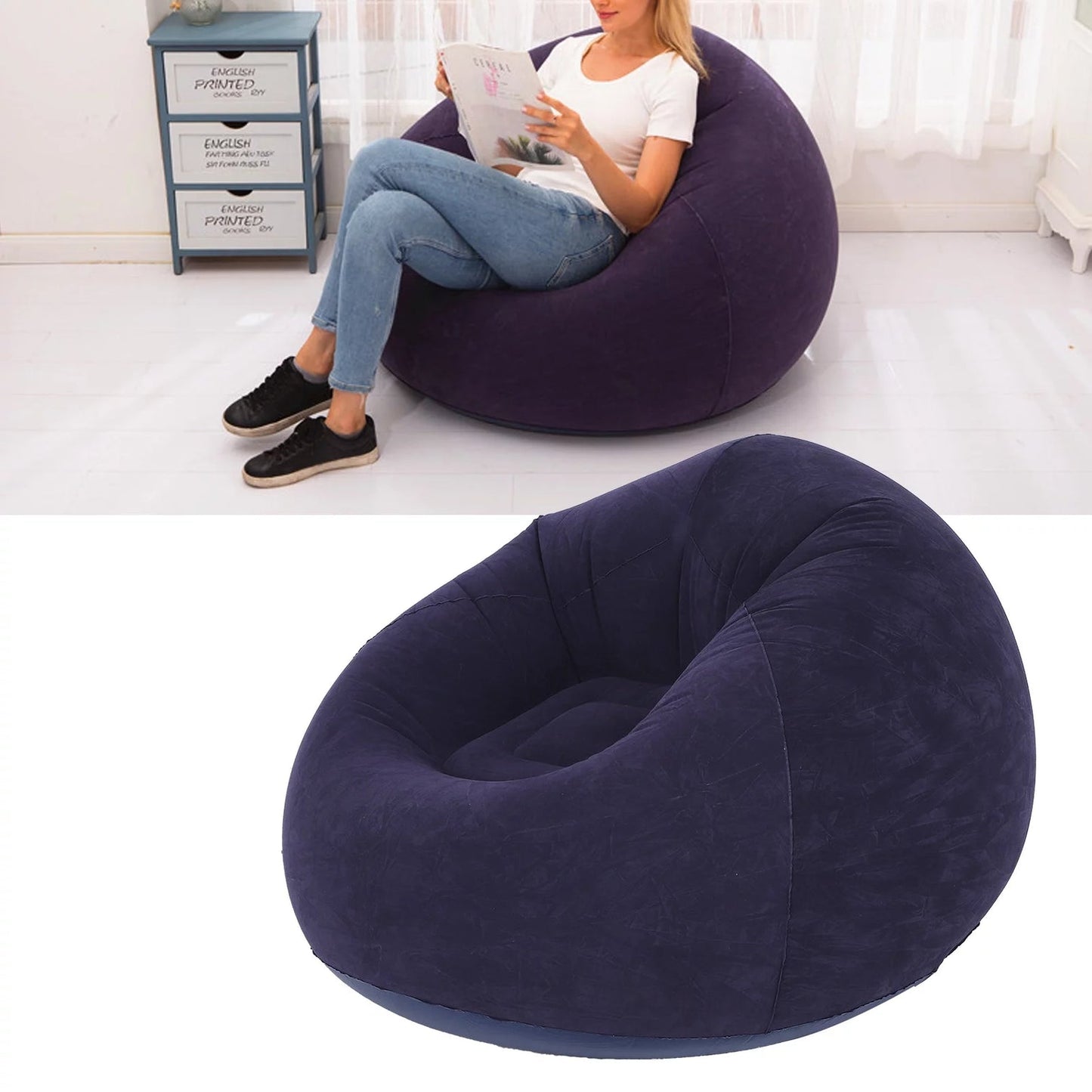 Large Lazy Inflatable Sofa Chairs PVC Lounger Seat Pouf Puff Couch