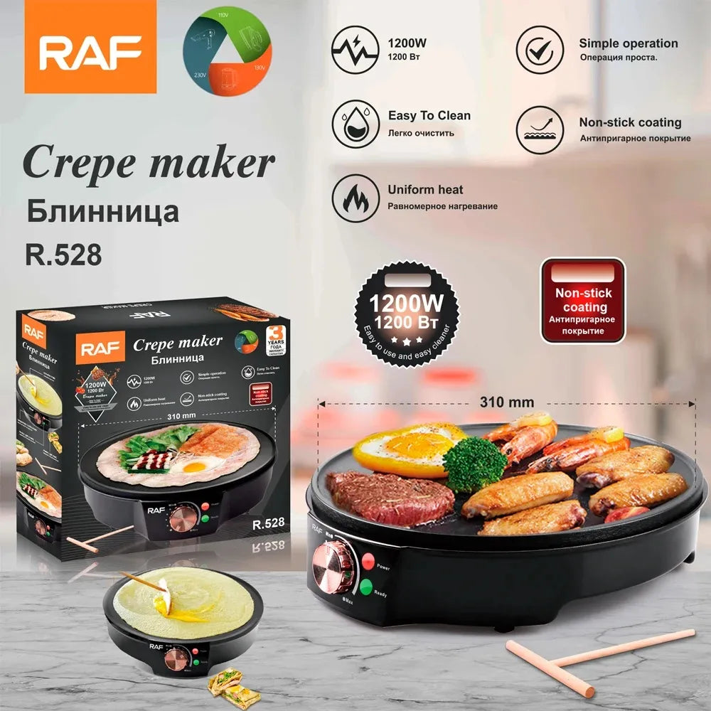 1200W Mini Aluminum Crepe Maker Pan Commercial Pancake Pan Cake Electric Crepe Maker R528