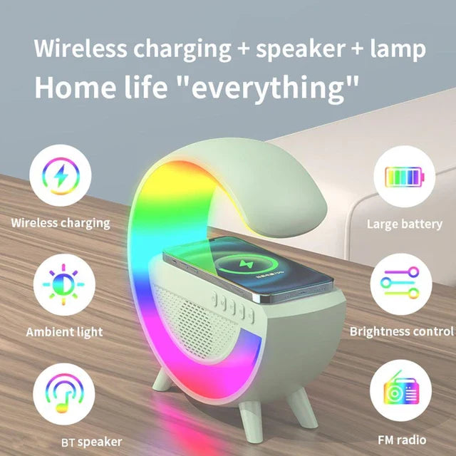 Wireless Charging Bedside LED Night Light, Bluetooth Speaker Lamp BT2301