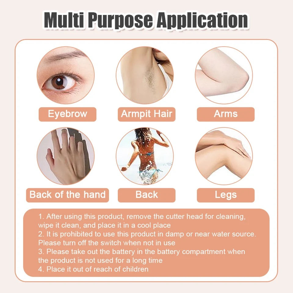 Women Electric Eyebrow Trimmer Hair Removal Epilator Painless