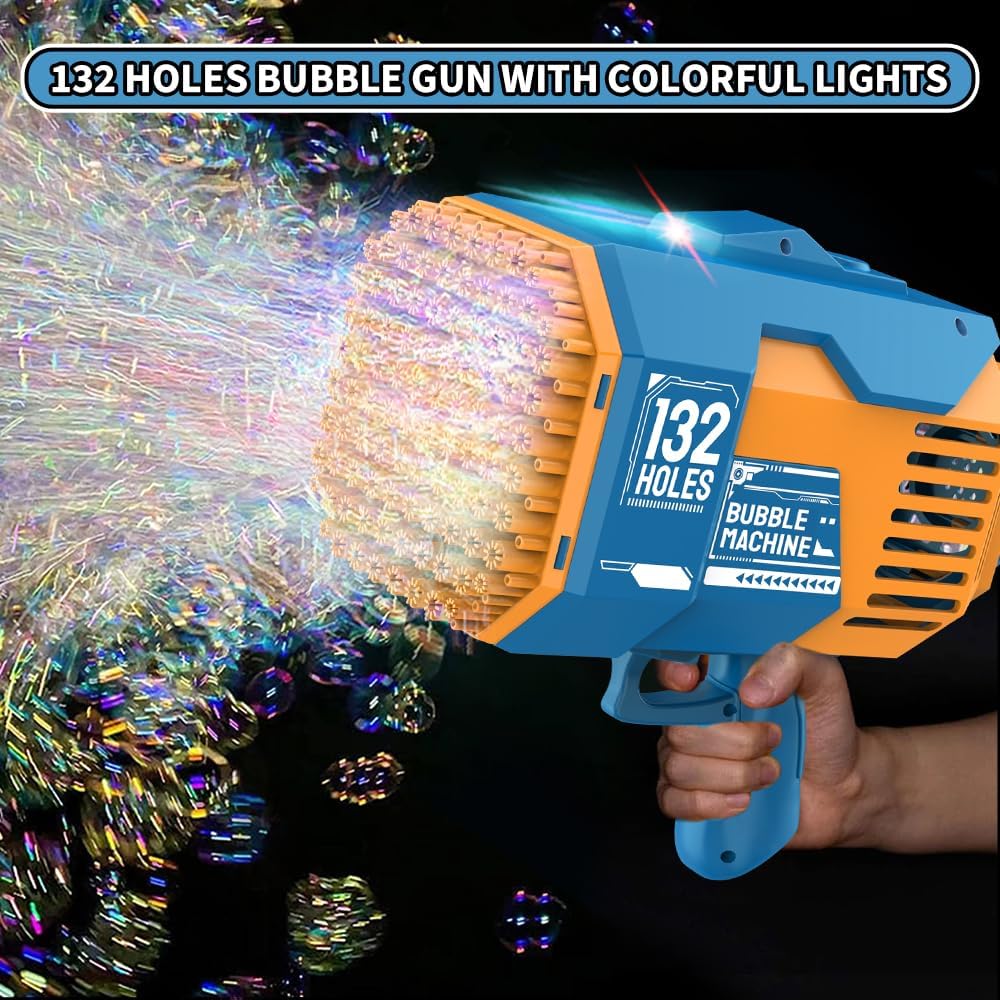 Bubble Gun 132 Holes With Colorful Lights