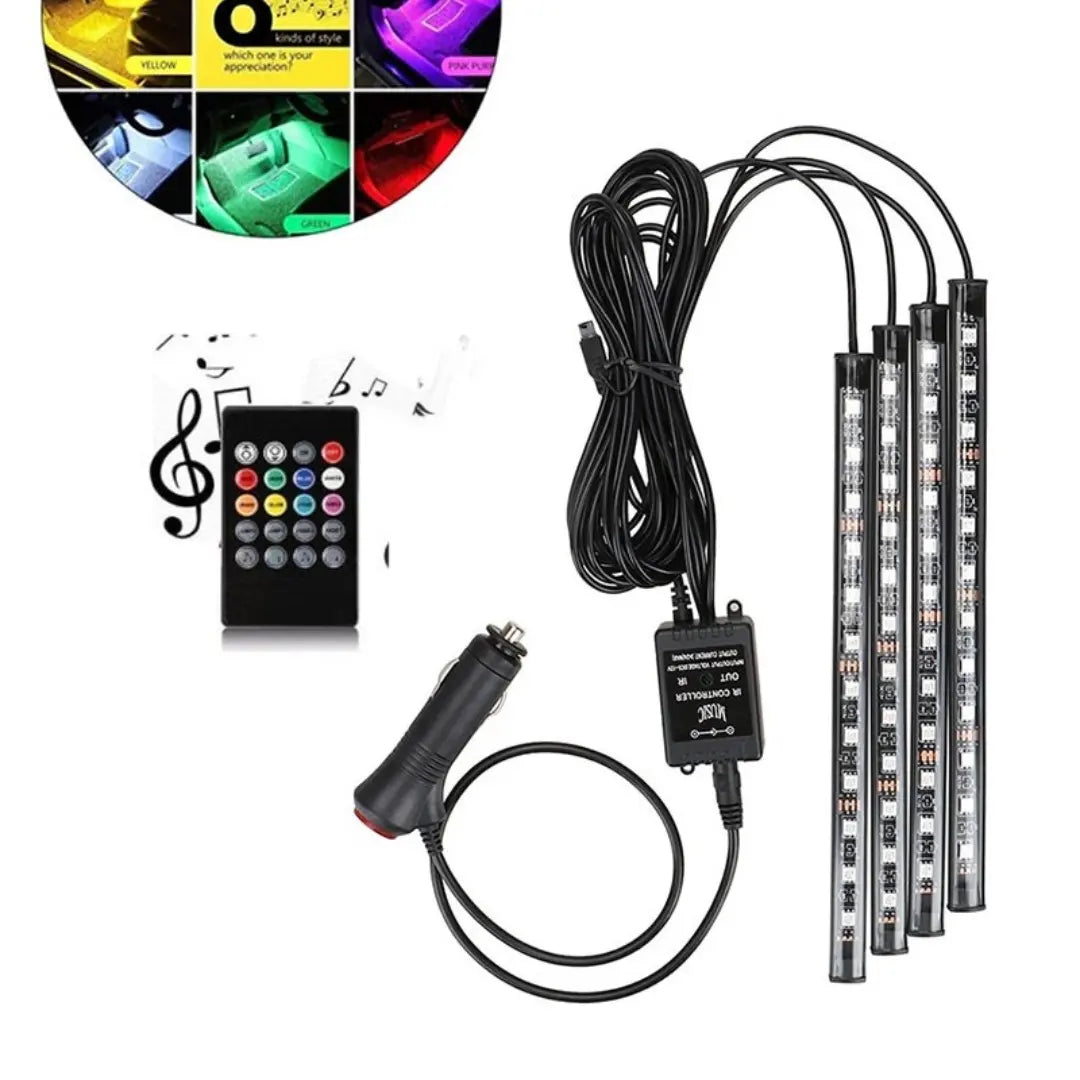 Car Rgb 4 Pcs Waterproof Led Light Strip Remote Or Bluetooth Control