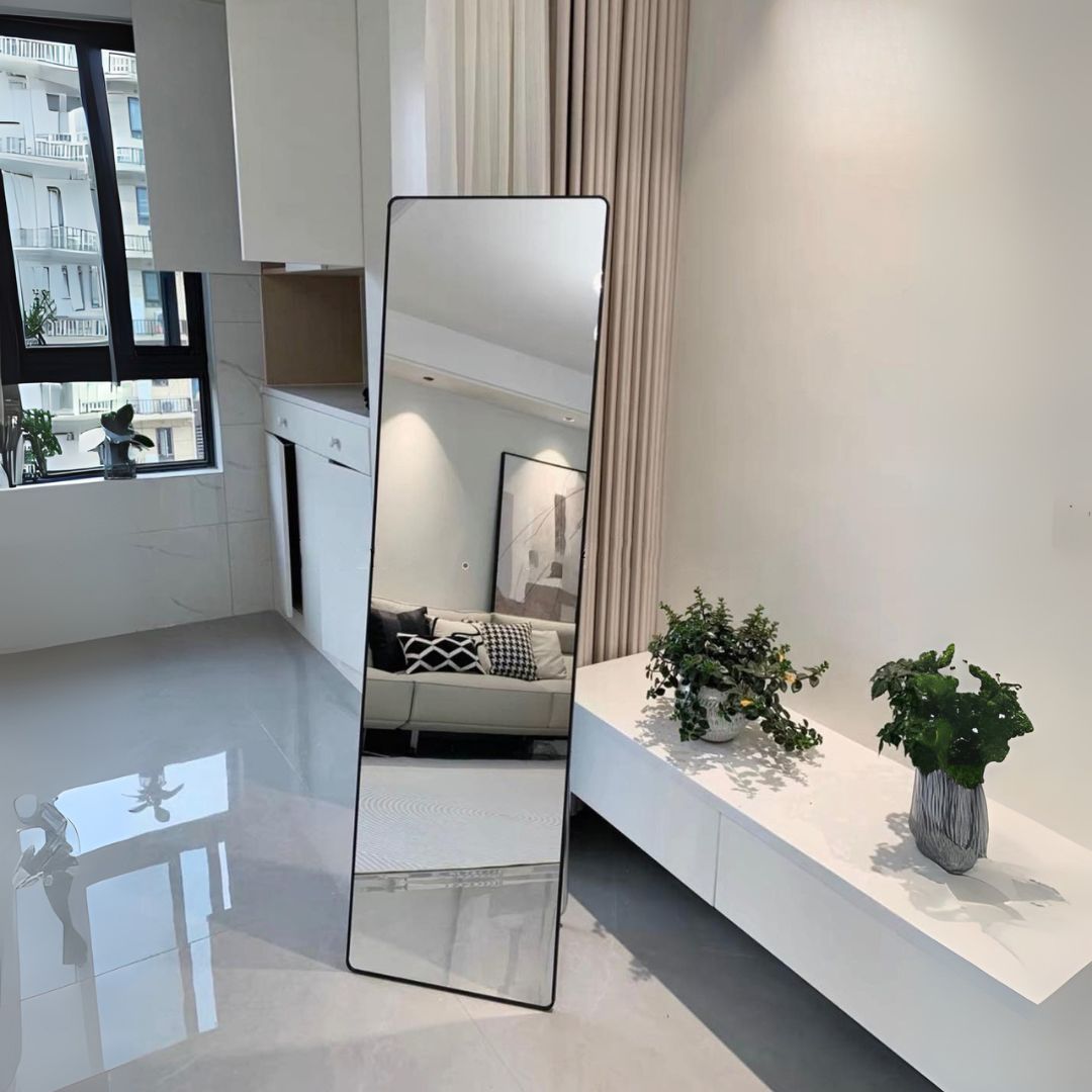 Arched Floor Mirror with Stand – Gold Full Body Dressing Mirror, Leaning or Hanging Wall Mirror