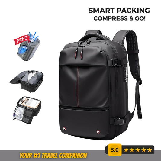 Vacuum Compression Travel Backpack with Pump – Space Saver Bag for Camping & Luggage