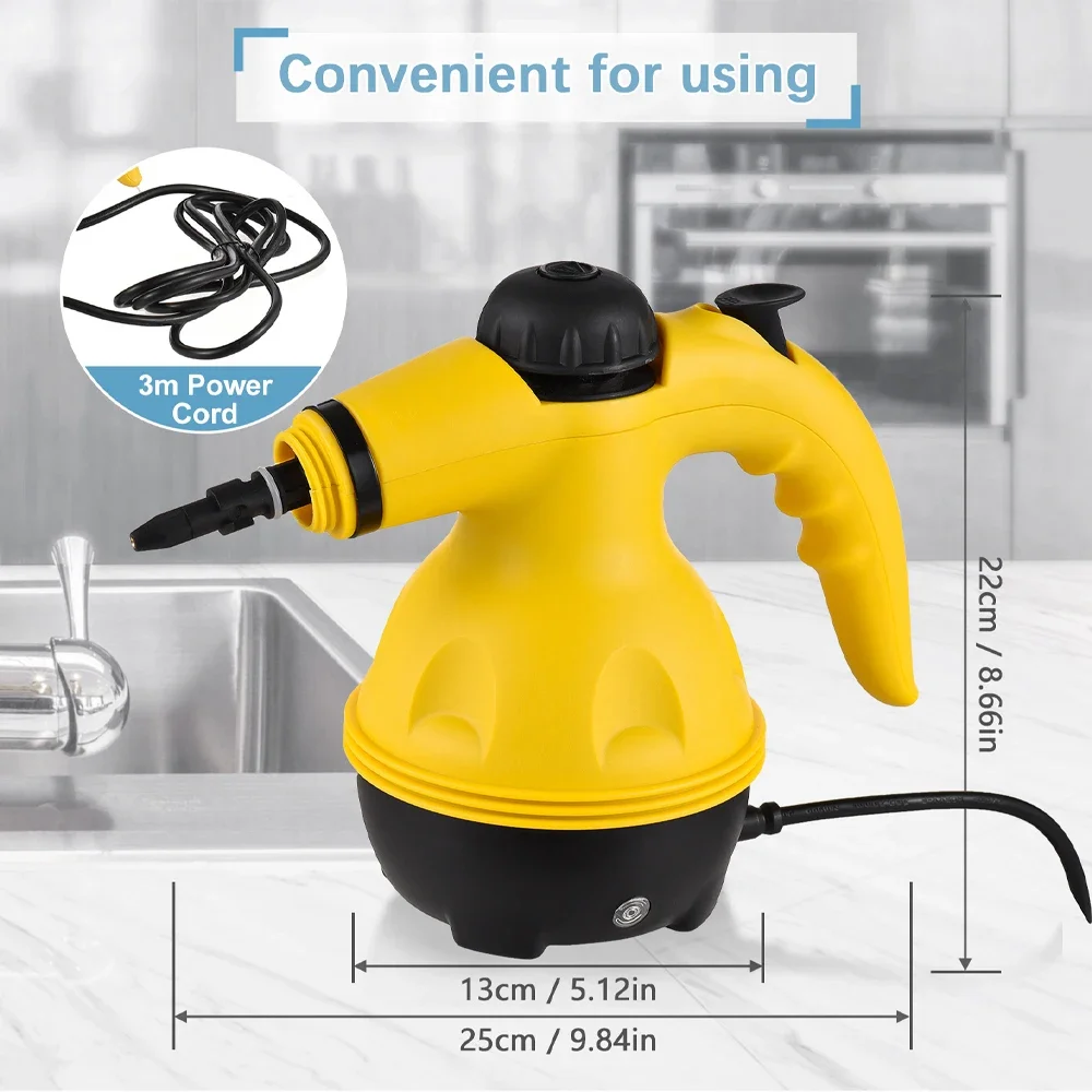 High Pressure Steam Cleaner – 1000W Handheld Steam Cleaning Machine with 9 Accessories for Kitchen, Bathroom, Furniture & Car Detailing