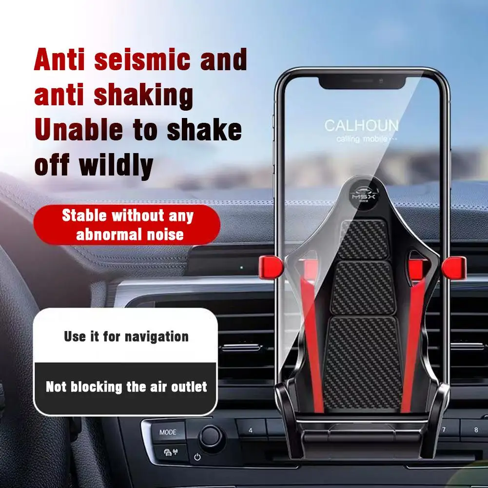 Shiny Carbon Fiber Racing Seat Swiveling Phone Car Holder Air Vent