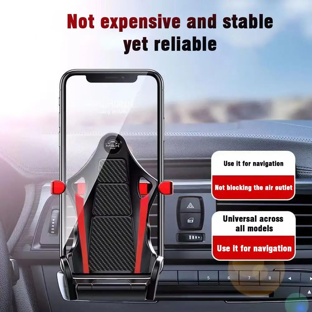Shiny Carbon Fiber Racing Seat Swiveling Phone Car Holder Air Vent