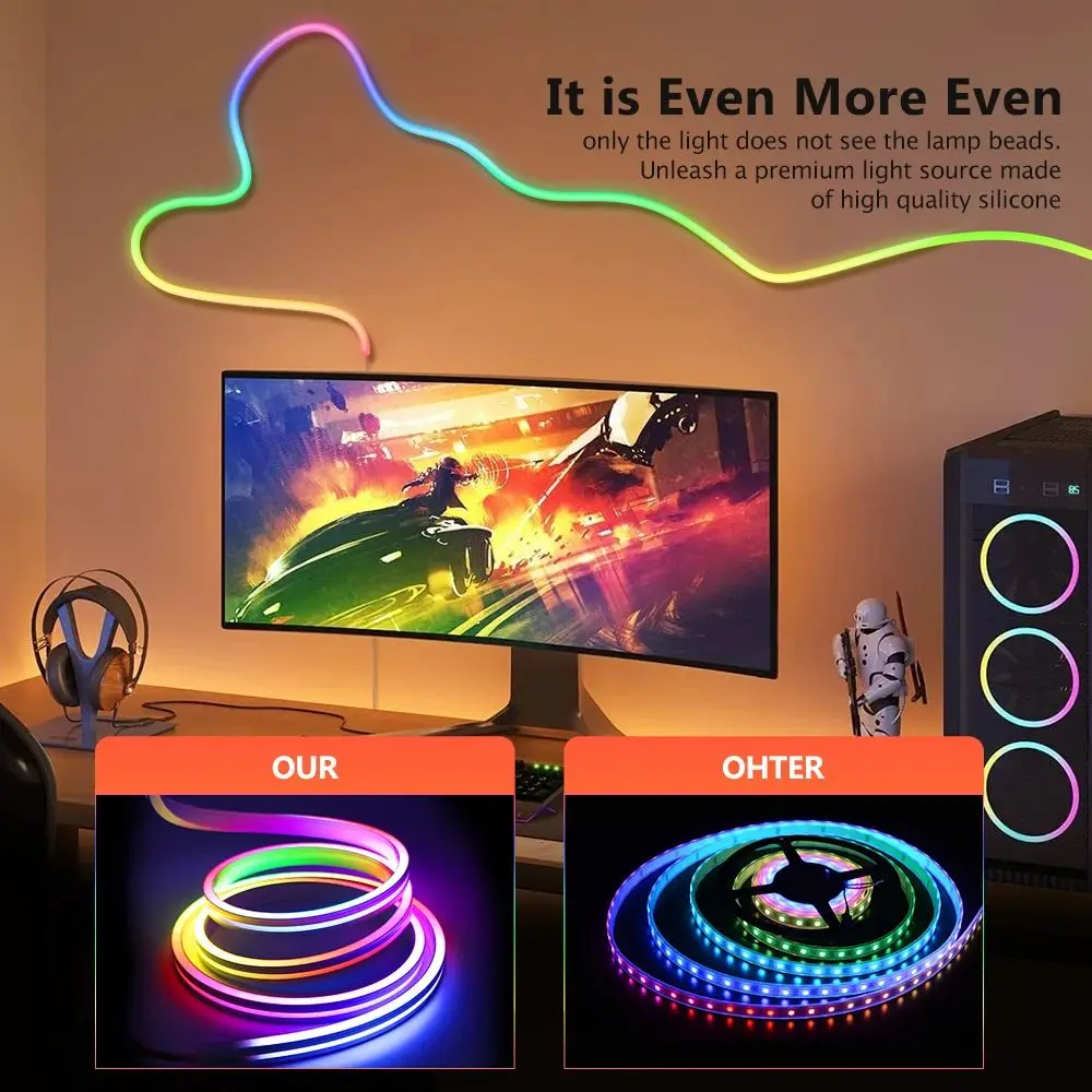 LED Strip Lights Neon Rope Light with Music Sync RGBIC 5M