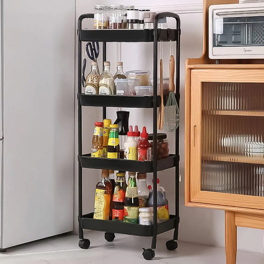 Multifunctional Floor Storage Shelves Rack Organiser with Wheels 4-Layer