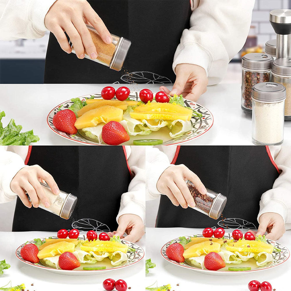 6-Jar Revolving Spice Rack Organizer with Rotating Stand and Salt & Pepper Shakers