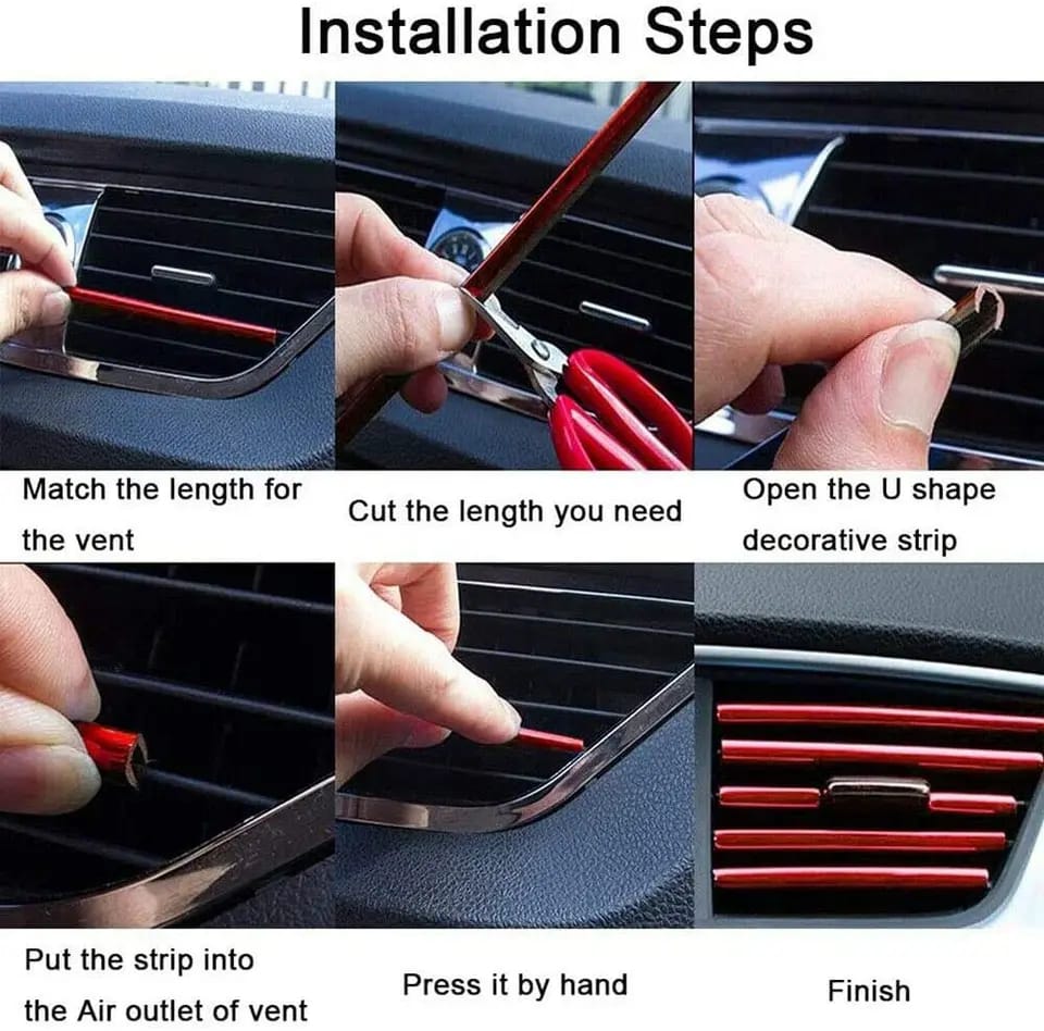 10pcs Car Air Conditioner Grill Decoration Strips Ac