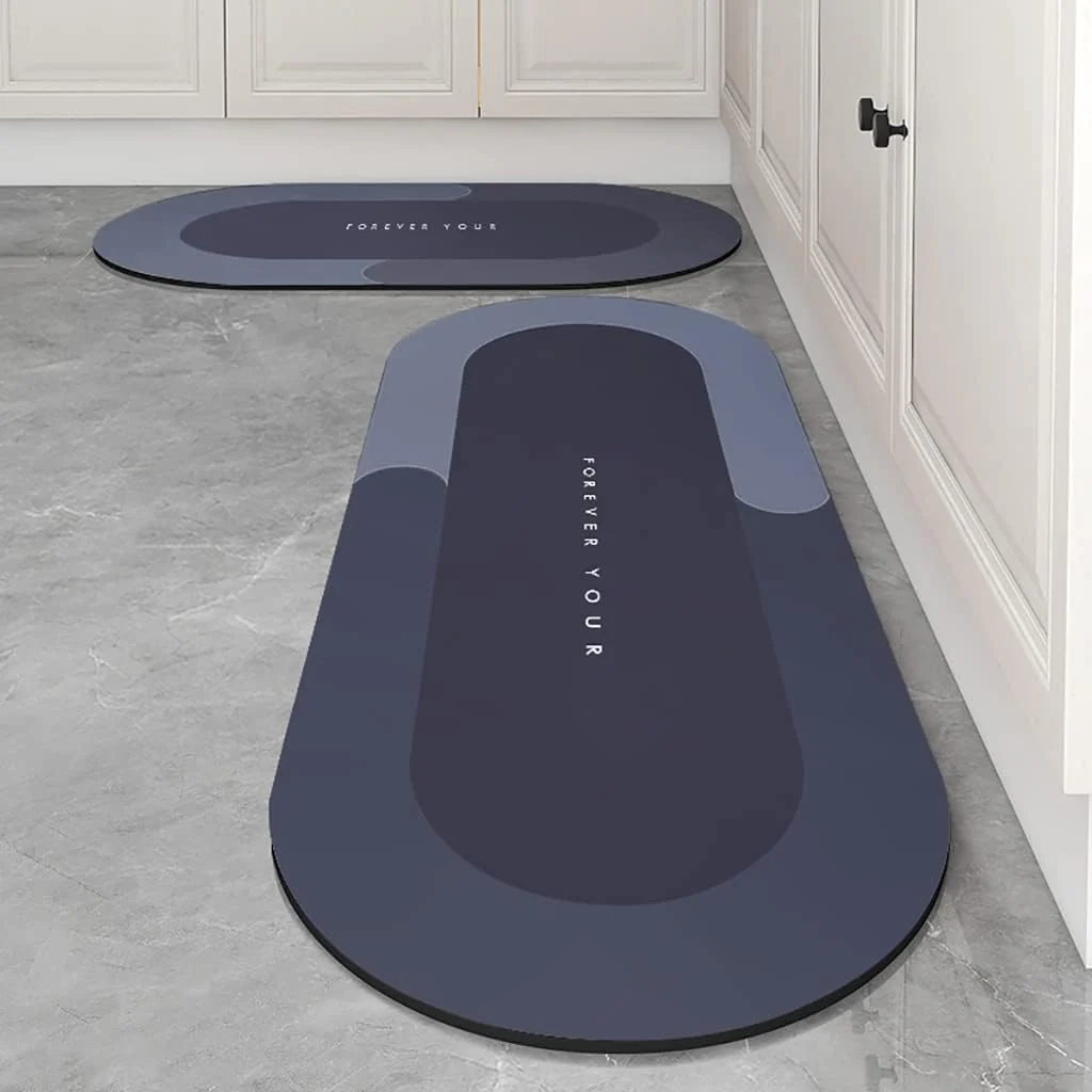Bathroom Mat (2pcs) Silicone Super Absorbent Quick Dry for and Floor Mats