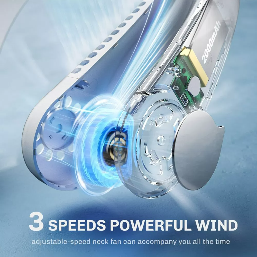 Portable Neck Fan – Hands-Free Bladeless Wearable Fan with Rechargeable Battery