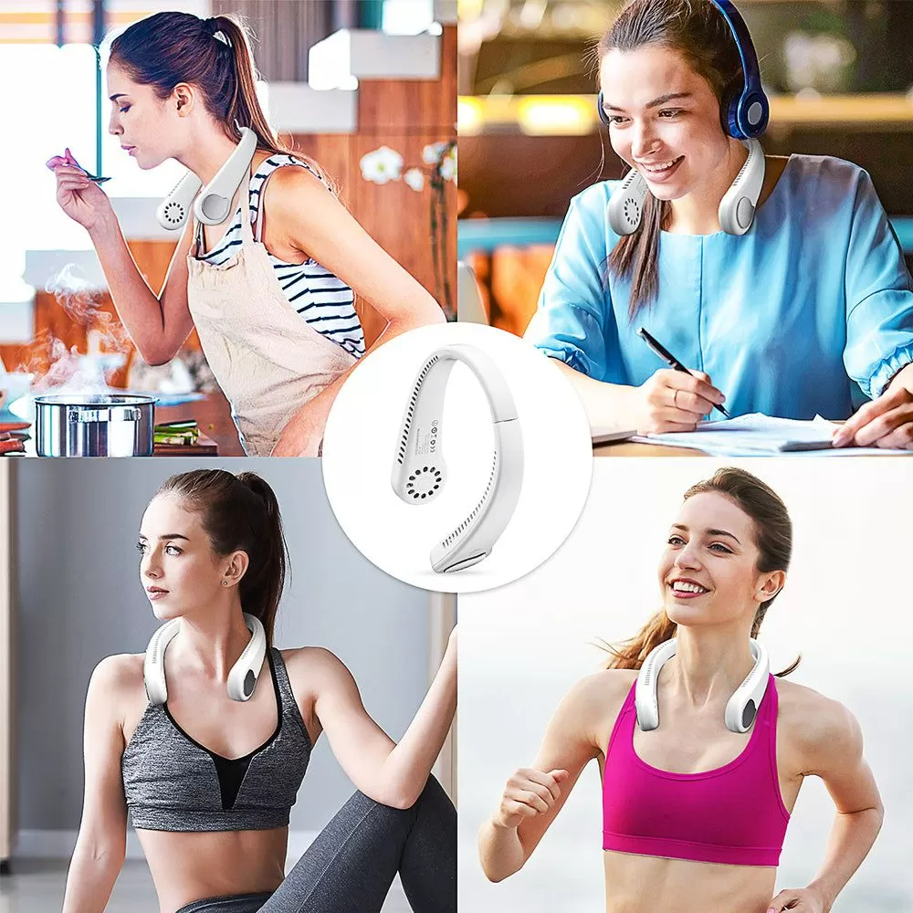 Portable Neck Fan – Hands-Free Bladeless Wearable Fan with Rechargeable Battery