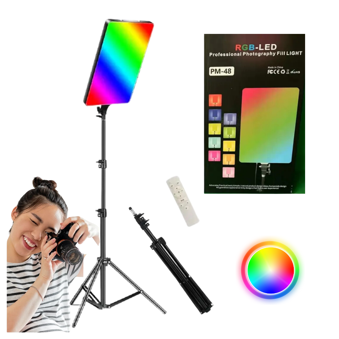 RGBW-LED PM-26 Professional Photography Fill Light – Adjustable LED Light with Remote Control for Video & Photo Ring Light