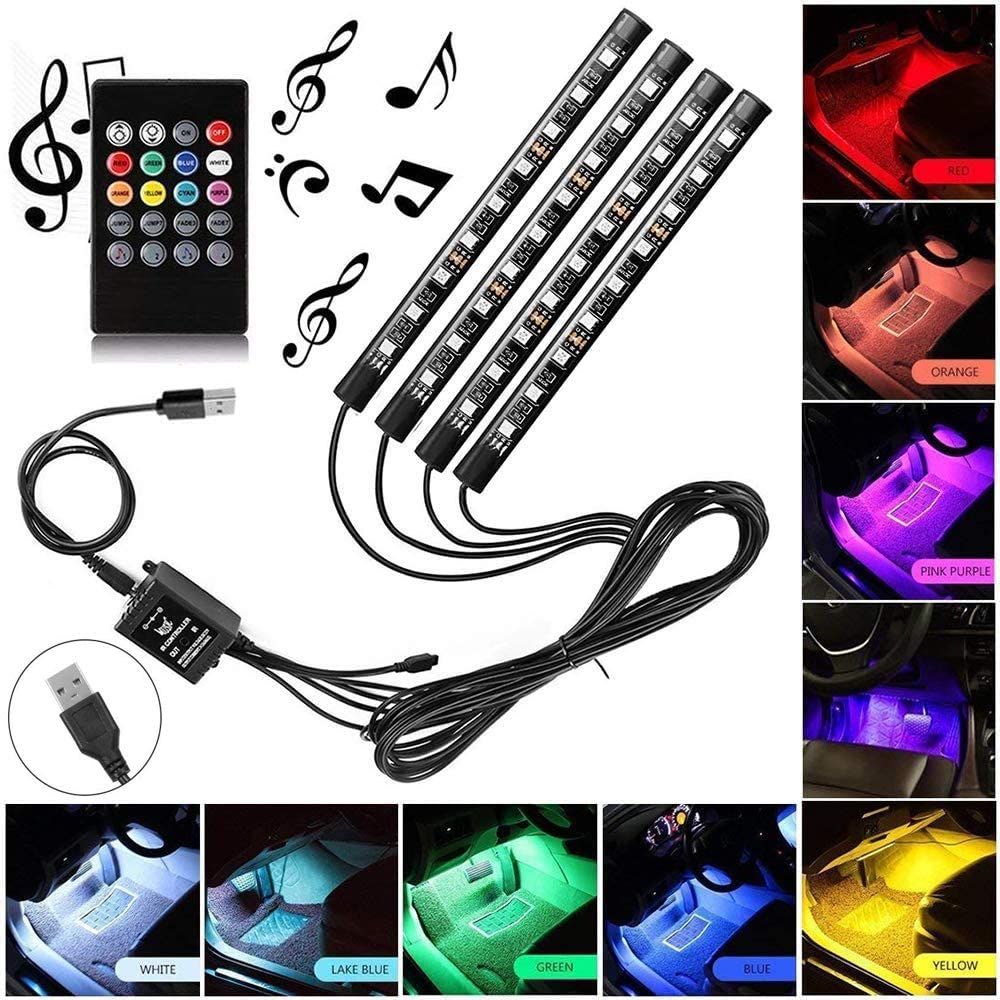 Car Rgb 4 Pcs Waterproof Led Light Strip Remote Or Bluetooth Control