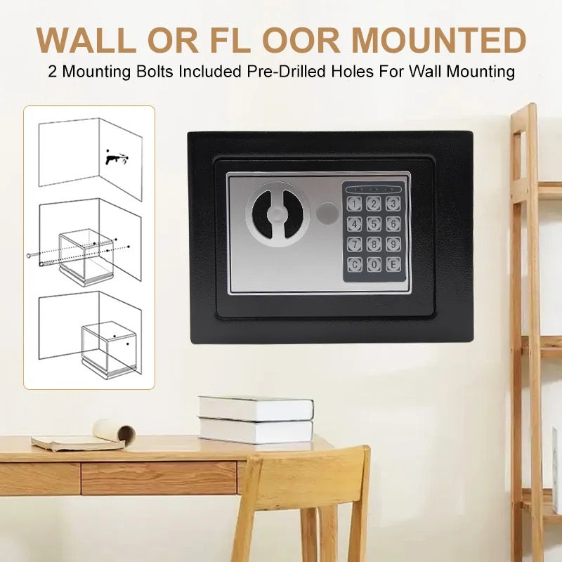 Safe Box Mini Digital Electronic Keypad Lock Safe Box Built In 2 Locking Bolts For Home & Offices 23x17x17cm