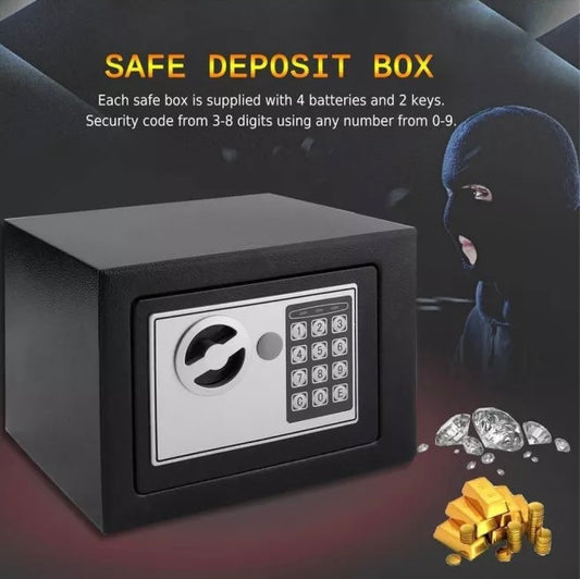 Safe Box Mini Digital Electronic Keypad Lock Safe Box Built In 2 Locking Bolts For Home & Offices 23x17x17cm