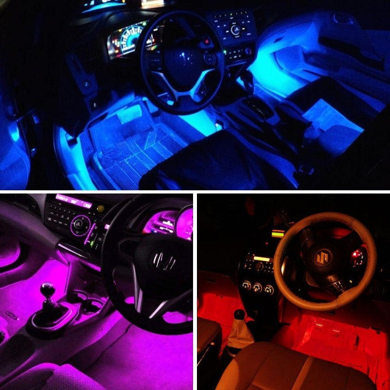 Car Rgb 4 Pcs Waterproof Led Light Strip Remote Or Bluetooth Contro