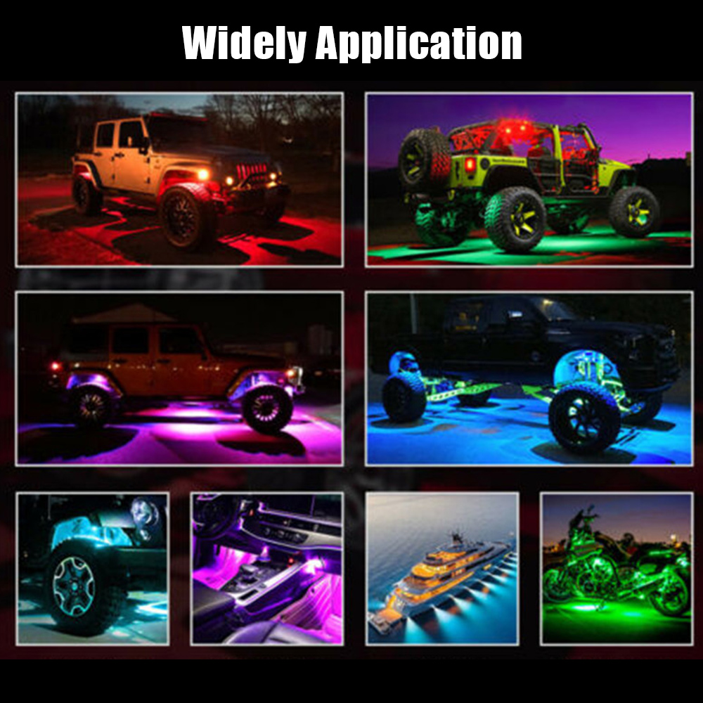 4 Pods RGB 150 LED 16meters Rock Lights Neon Underglow Waterproof For Jeep Wrangler Ford toyota