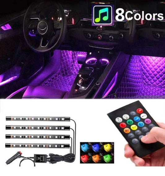 Car Rgb 4 Pcs Waterproof Led Light Strip Remote Or Bluetooth Contro