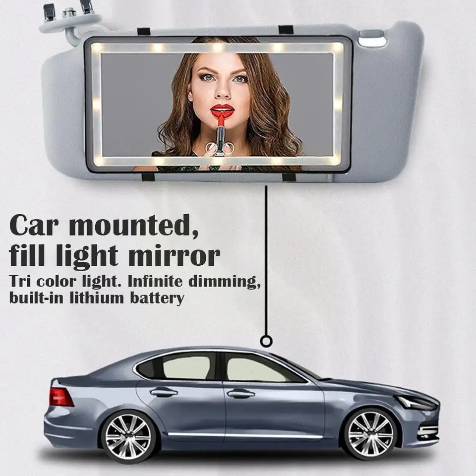Car Sun Visor Led Vanity Mirror Rechargeable 3 Color