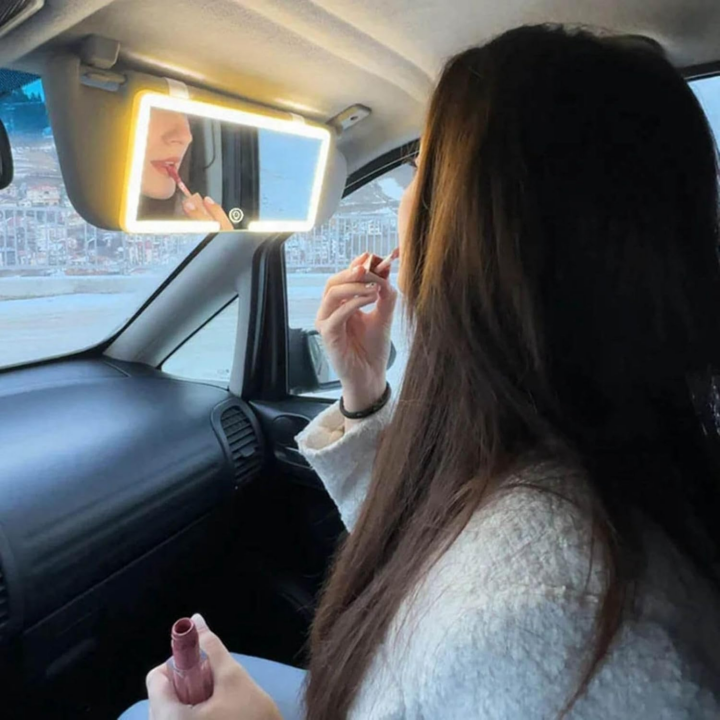 Car Sun Visor Led Vanity Mirror Rechargeable 3 Color