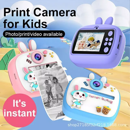 Kids Instant Printer Camera with 2.4" Screen, 1080P HD