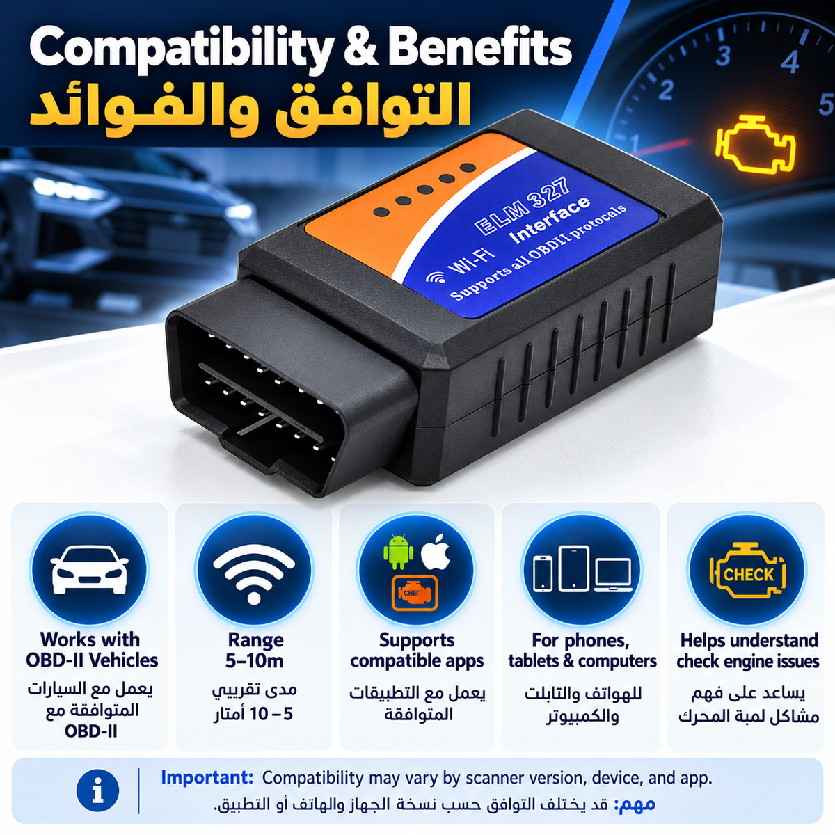 OBD2 Wi-Fi car diagnostic scanner adapter