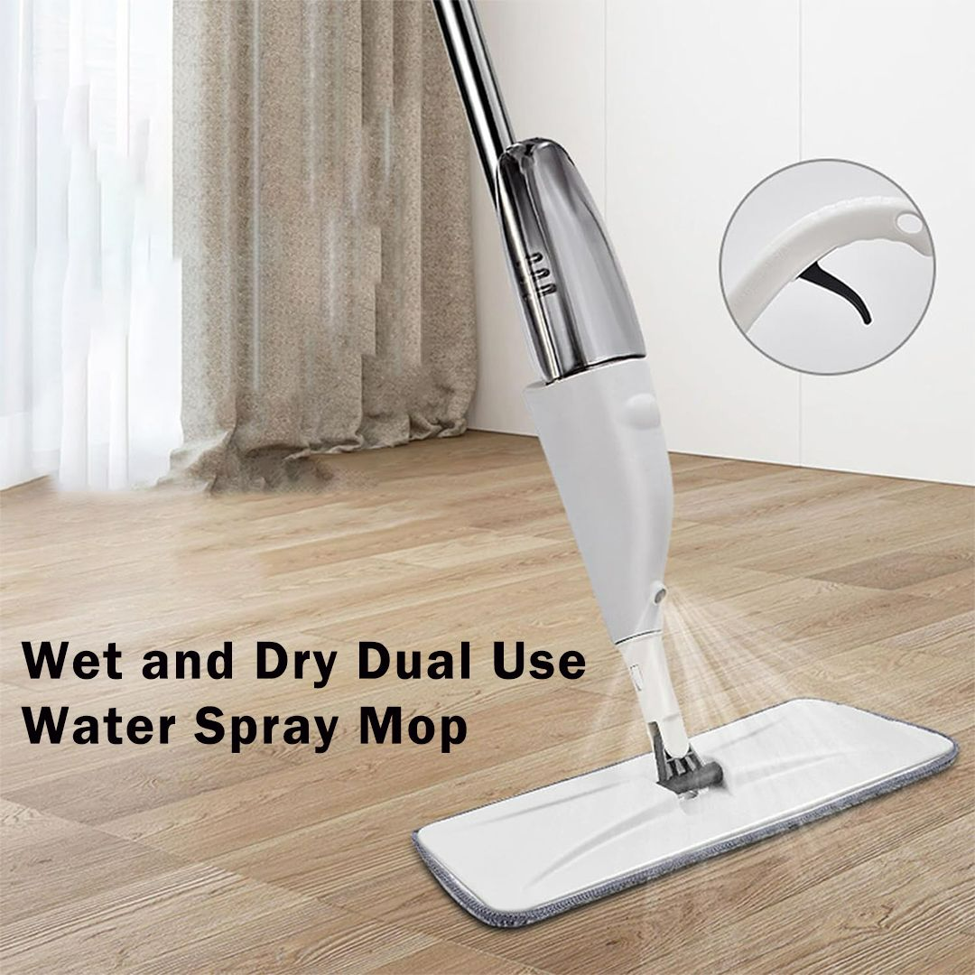360° Microfiber Spray Mop – Flat, Multi-Surface Floor Cleaner with Refillable Bottle & Washable Pads