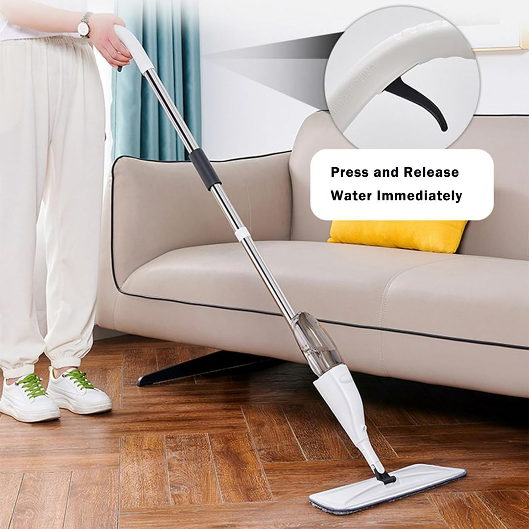 360° Microfiber Spray Mop – Flat, Multi-Surface Floor Cleaner with Refillable Bottle & Washable Pads