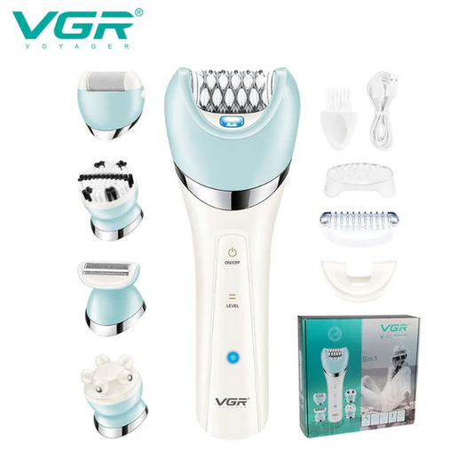 VGR V703 5-in-1 Women’s Grooming Kit – Shaver, Trimmer, Facial & Body Massager | Waterproof